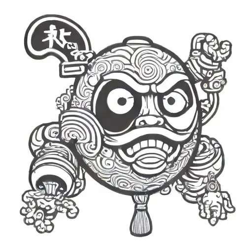 Incorporate Daruma's Occupation As A Symbol In A Graffiti-inspired Tattoo Design