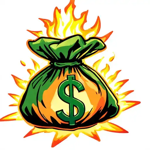 Money Bag With Fire Around It Luminous Points Piercing The Petals