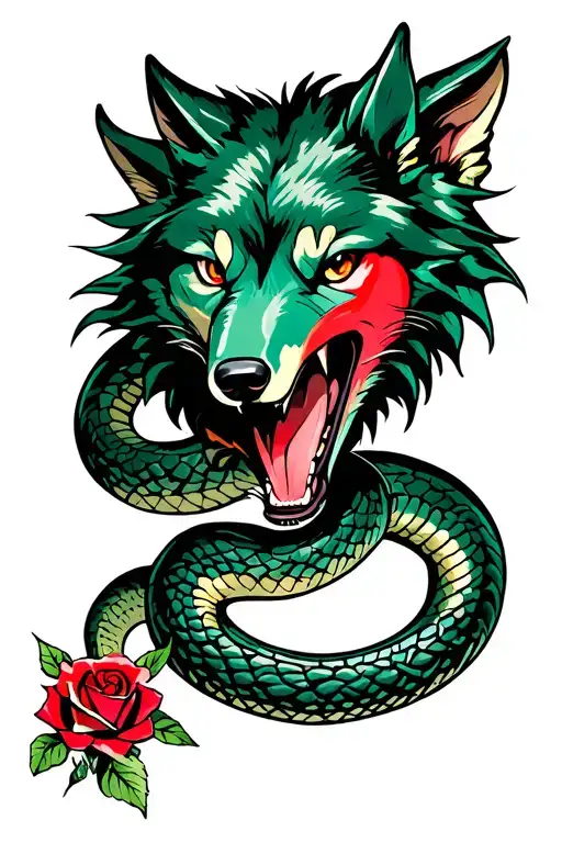 Snake Wolf Rose Heart