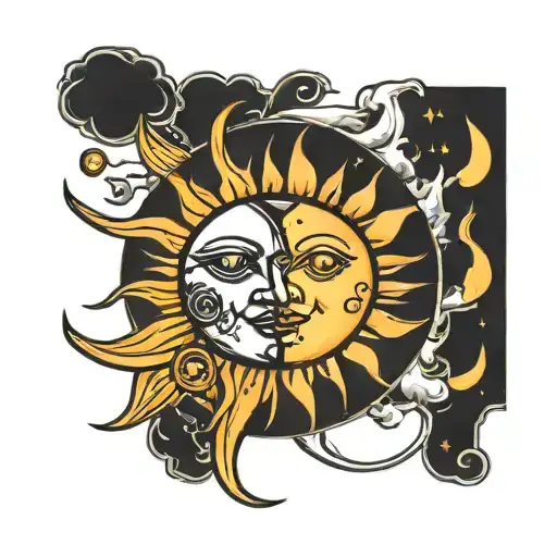 Sun And Moon Merging Together