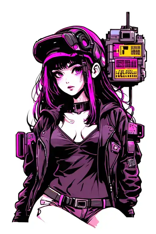 Cyberpunk Girl Standing