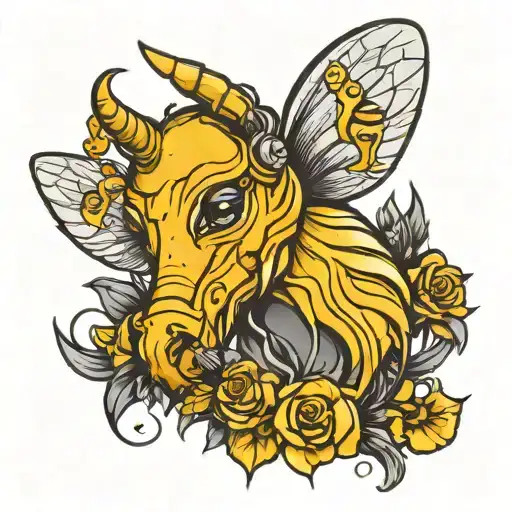 Horse Head Angle Wings Little Queen Bee At The Heart