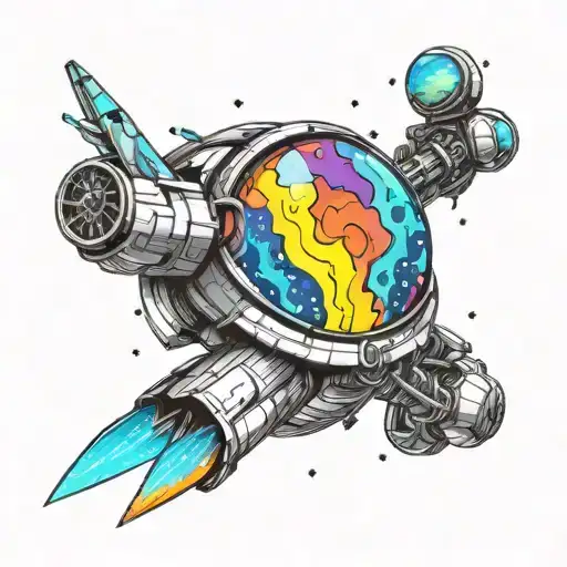 Galactic Trucker Navigating Through A Psychedelic Space Nebula