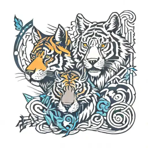 Wolf And Tiger With Music Symbols Incorporated