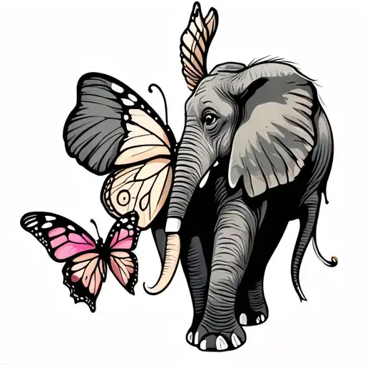 Elephant And Butterfly