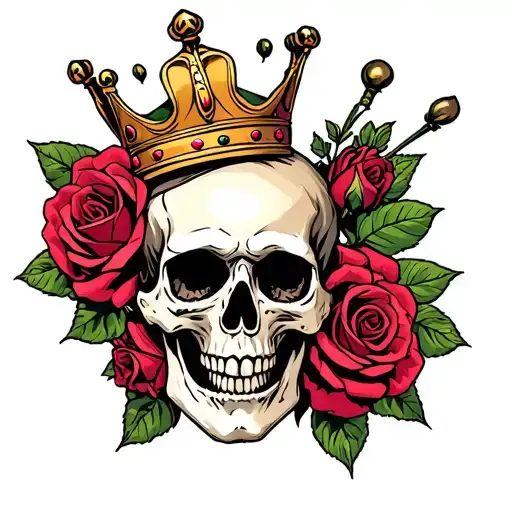 Skull And Roses And Crown