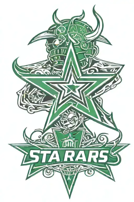 Dallas Stars Logo With Long Bull Horns In The Background