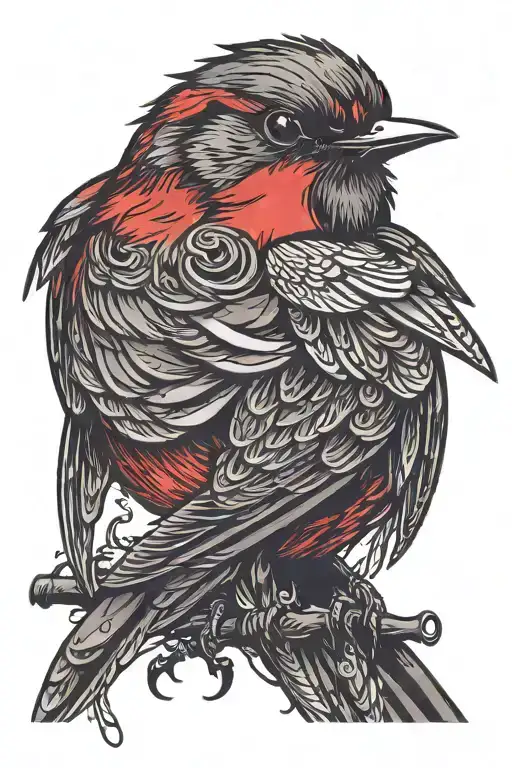 Black And Red Robin Bird