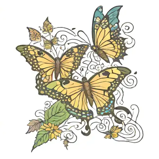 A Magical Butterfly Garden With Weed Plants And Music Notes Floating In The Air