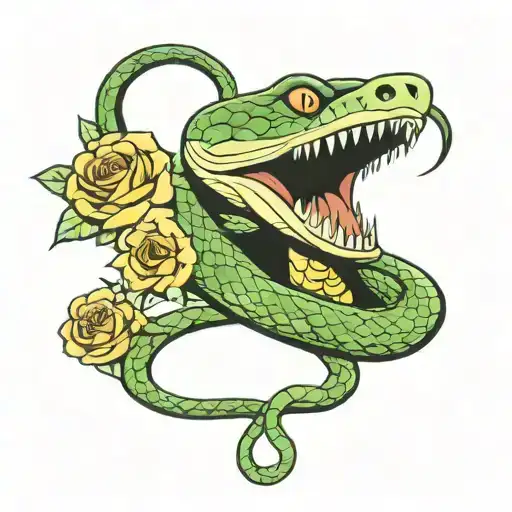 Oldschool Snake And Roses