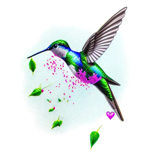 Hummingbird With Bleeding Hearts