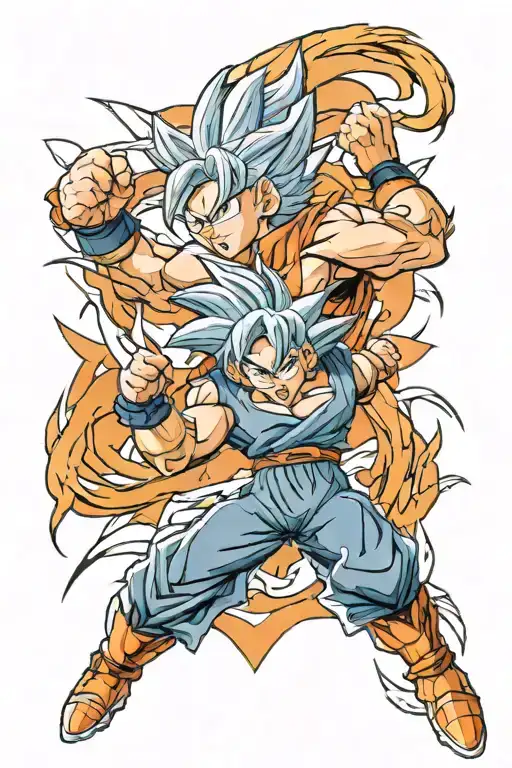 A Tattoo Design Featuring A Mash Up Of Goku From Dragon Ball Super And Hawks From My Hero Academia