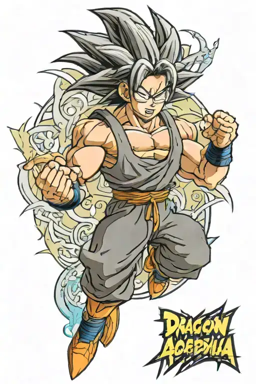 A Tattoo Design Featuring A Mash Up Of Goku From Dragon Ball Super And Hawks From My Hero Academia