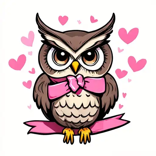 Owl Pink Ribbon
