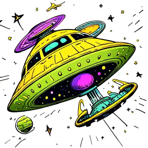 Space Ufo Abducting Human Vibrant