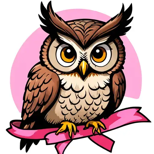 Owl Pink Ribbon