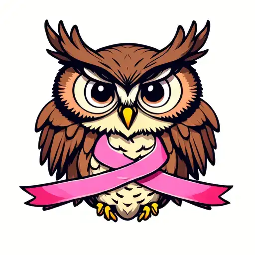 Owl Pink Ribbon