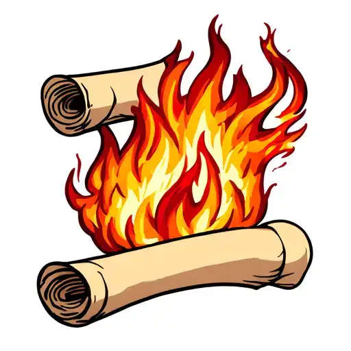 A Blank Scroll With Fire In The Background Black And White