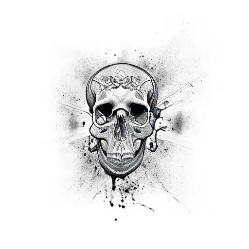 Melting Drooping Skull Black And White