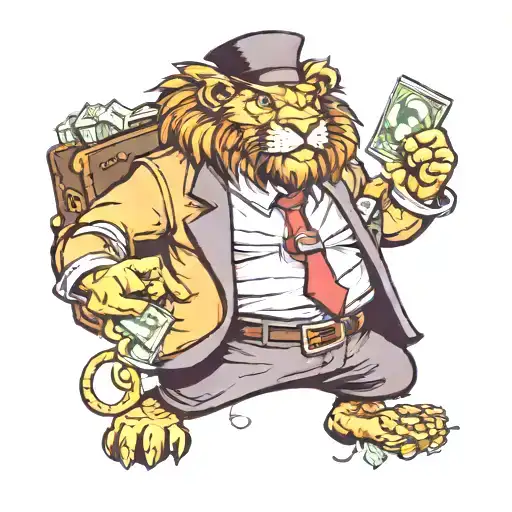 Gangster Lion With A Briefcase Full Of Money