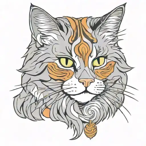 Long Haired Grey Tabby Flat Faced Cat With Copper Eyes