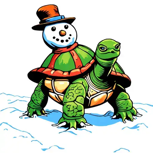 Turtle Building A Snowman
