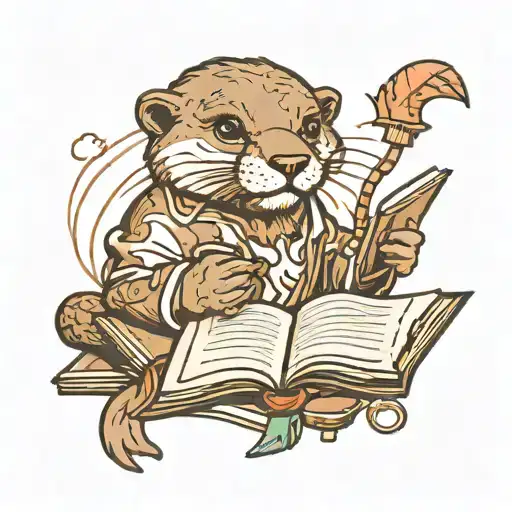 Otter With A Monical Reading A Book