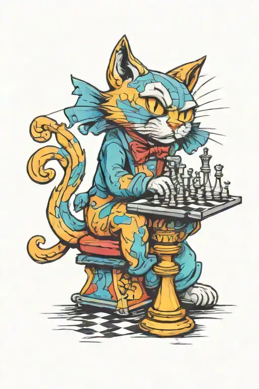 Cat Playing Chess