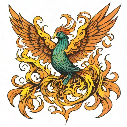 Phoenix Rising From Flames Chest Piece