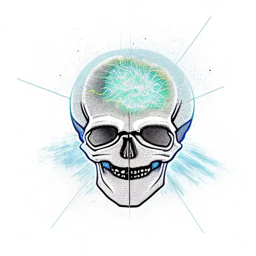 Skull Exploding From Circuits