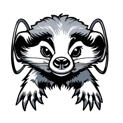 Honey Badger Cartoon With Lashes And Hoops