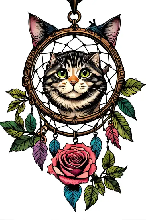 Dove Grabs Cat Rose Watch Dreamcatcher With Two Pendants From