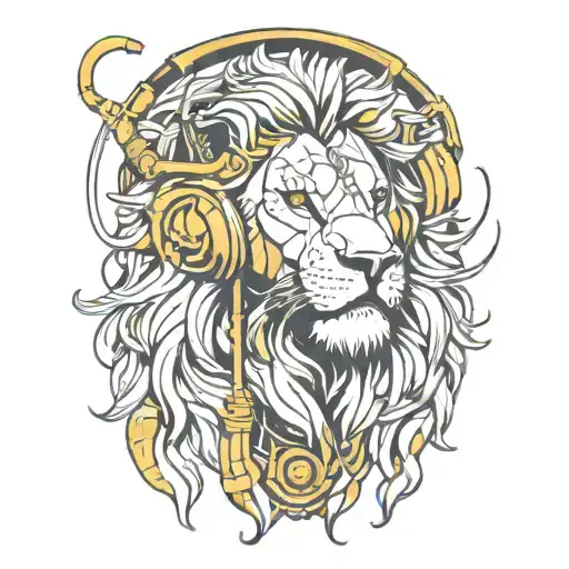 Lion Wearing Gold Neckless And Headphones