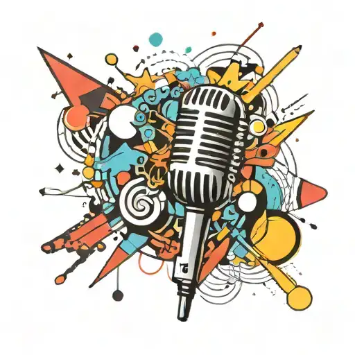 A Microphone Surrounded By Colorful Abstract Shapes Symbolizing Creativity And Communication