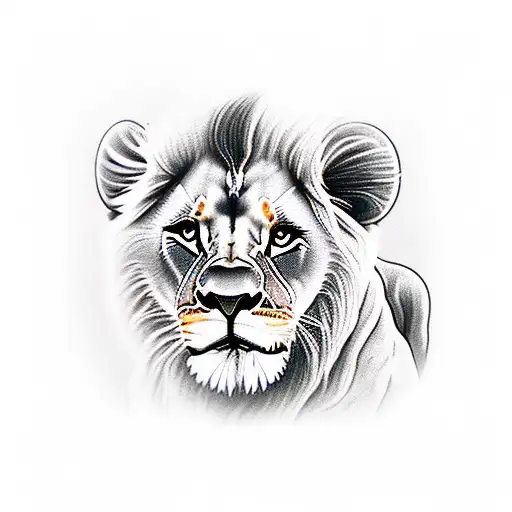 Lion With Lioness And Lion Cub