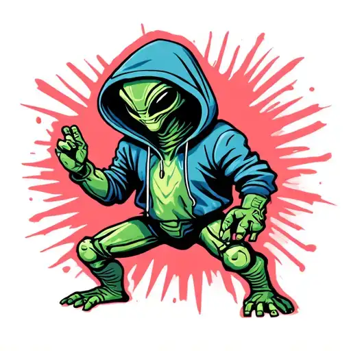 Alien In A Hoodie Standing Proudly