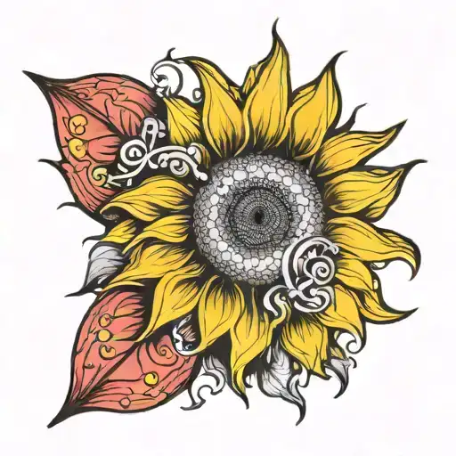A New-school Style Sunflower With Hidden Box Elements Representing Occupation