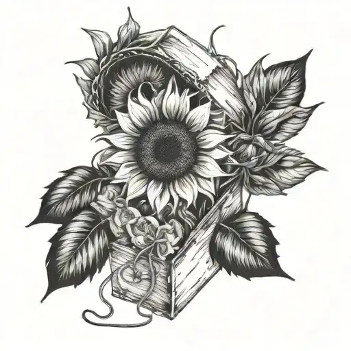 A New-school Style Sunflower Hidden In A Box