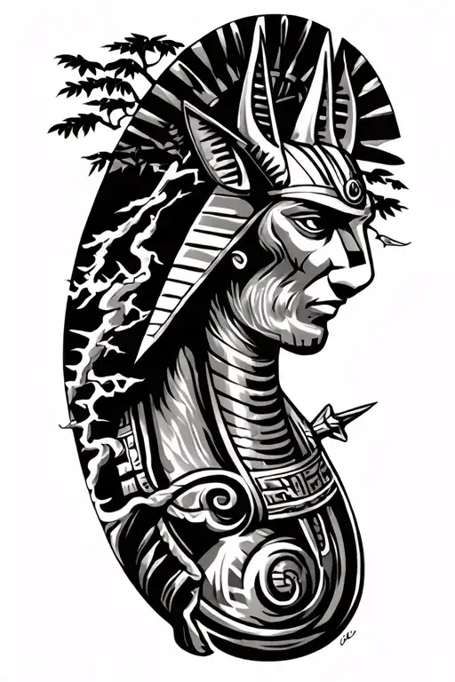 Viking Rume And Tree And Anubis Lightning Bolt And A Fusion Of Egyptian Symbolism