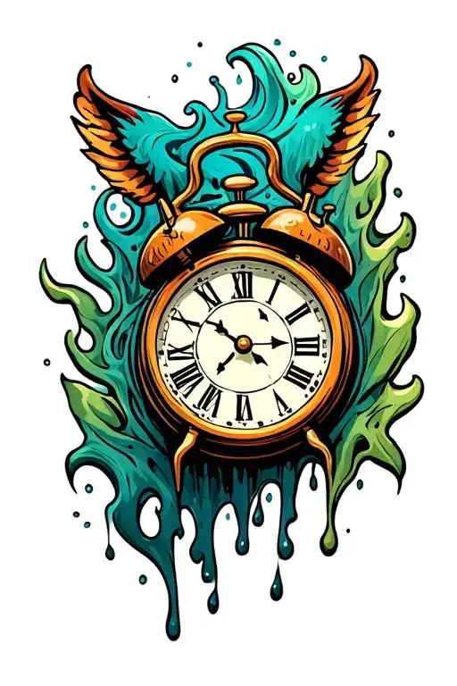 Clock Melting And Flowing Out Wildlife