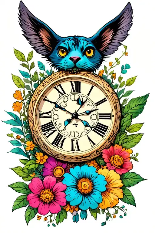 Wildlife And Flowers Coming Out Of Clock