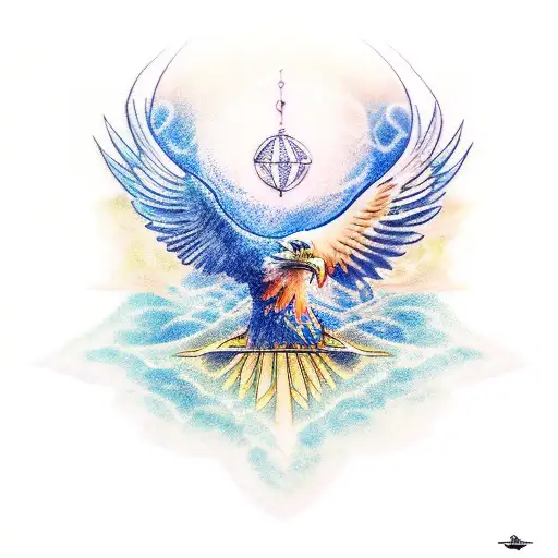 A Tattoo Of A Mage And An Eagle