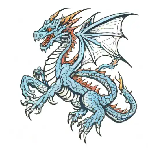 1 King Blue And Red Eyed Dragon Flying