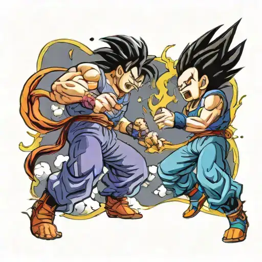 A Dynamic And Colorful Dragonball Scene Featuring Goku And Vegeta In An Epic Battle
