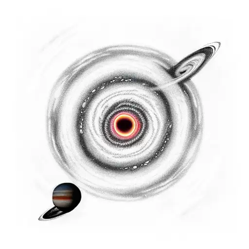 A Black Hole Eating Several Planets And From Which A Ship Comes Out