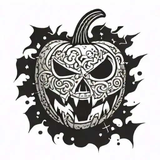 A New-school Pumpkin Carved With Intricate Designs And Confetti Exploding Out Of It