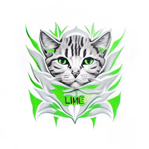 Lime Green Marijuana Leaf With The Word 'Pussy' Incorporated Into The Design