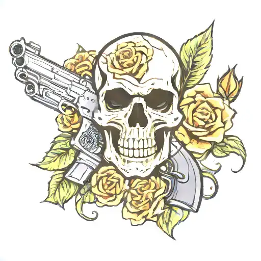 Skull And Roses Gun