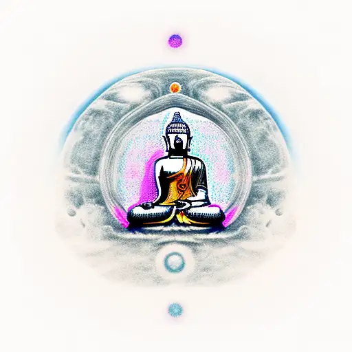 Celestial Black Hole With A Mirage Of Budha And Latin For Memento Mori