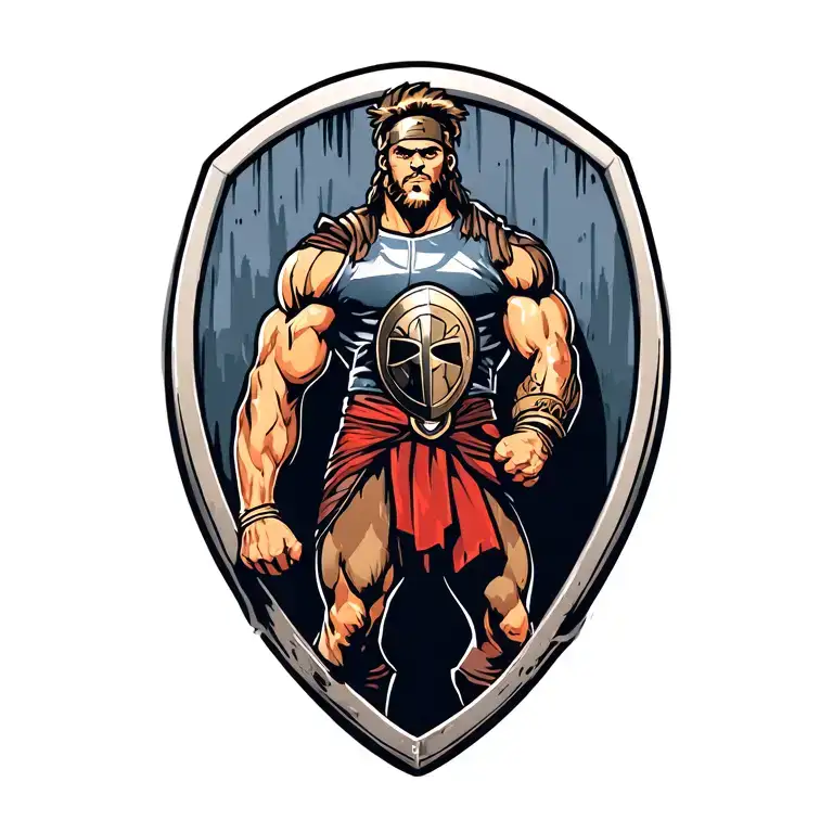 Fitness Spartan Holding A Shield